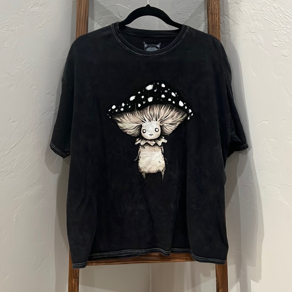 Black Over-dyed Mushroom Tee